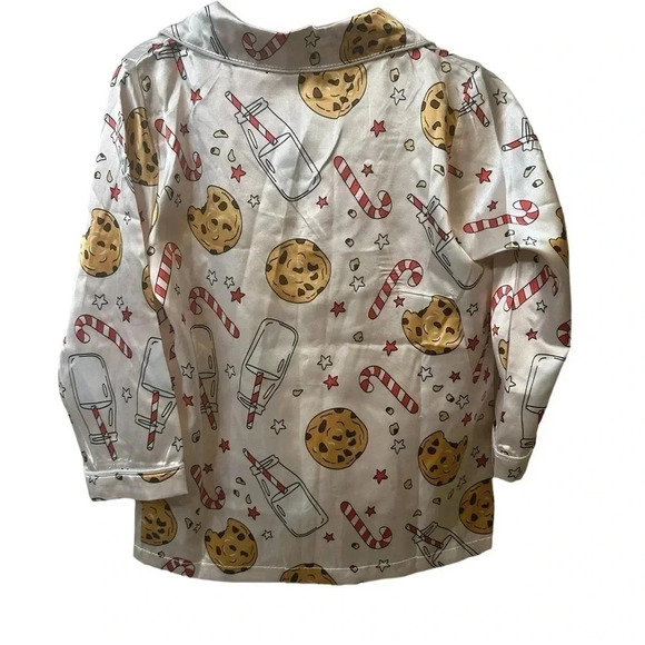 Christmas PJ Set, Candy Cane Cookie Print Long Sleeve Tops w/ Pants - Picture 3 of 4